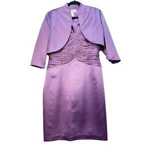 Chadwicks Womens Dress & Bolero Set Size 12 Lavender Purple Satin